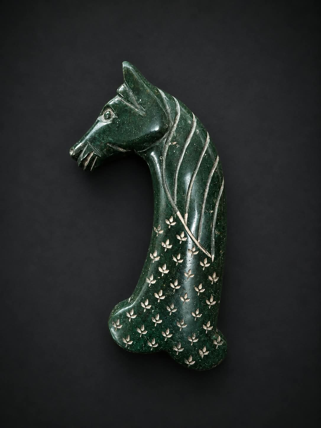 rare jade stone horse handle